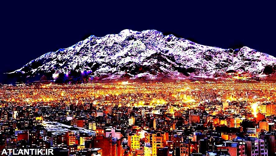 نمای کوه فرخشاد در شب کرمانشاه ایران
